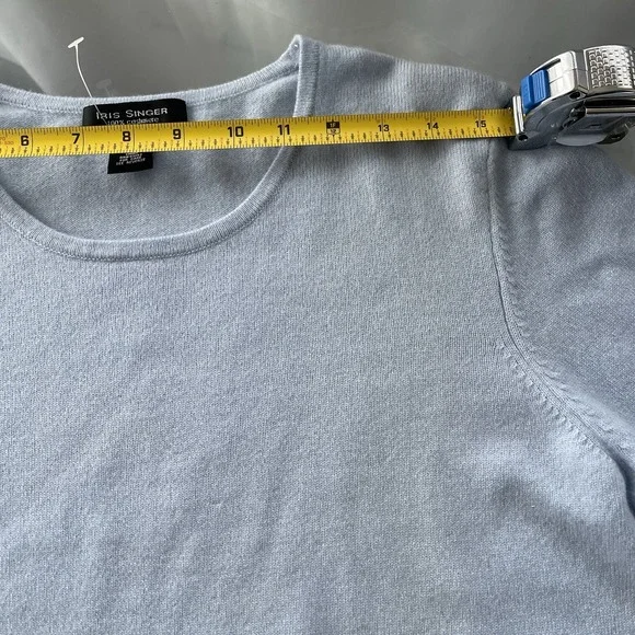 Iris Singer Sweater Womens L Blue Cashmere Pullover Soft Minimalist Office Luxe - Picture 6 of 9
